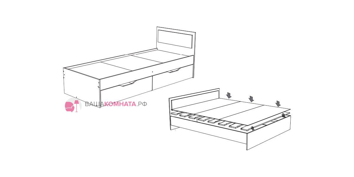 Гармония кровать с ящиками схема сборки - 82 фото
